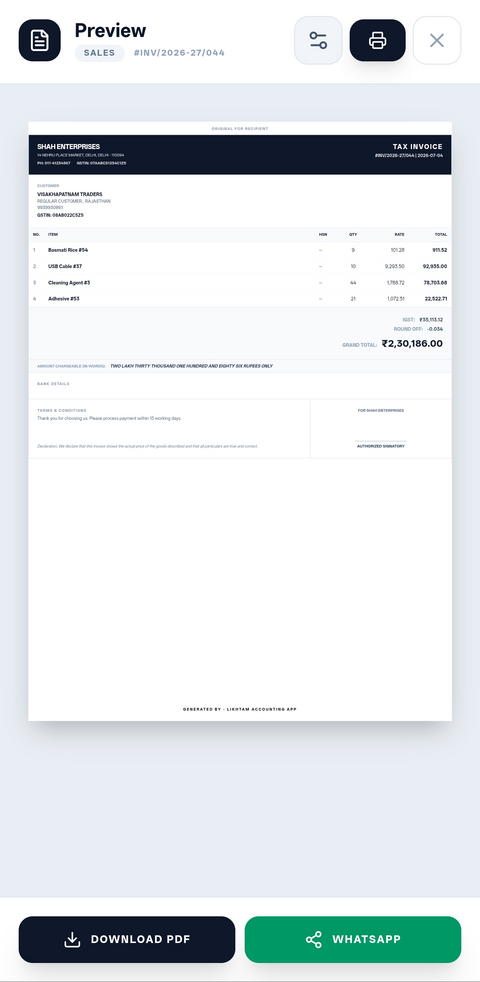 Likhtam Classic GST invoice design