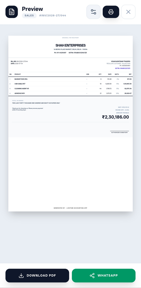 Likhtam Compact invoice design
