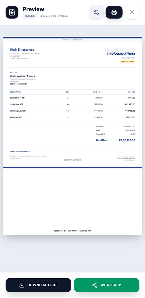 Likhtam Corporate invoice design