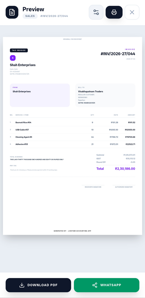 Likhtam Freelancer invoice design