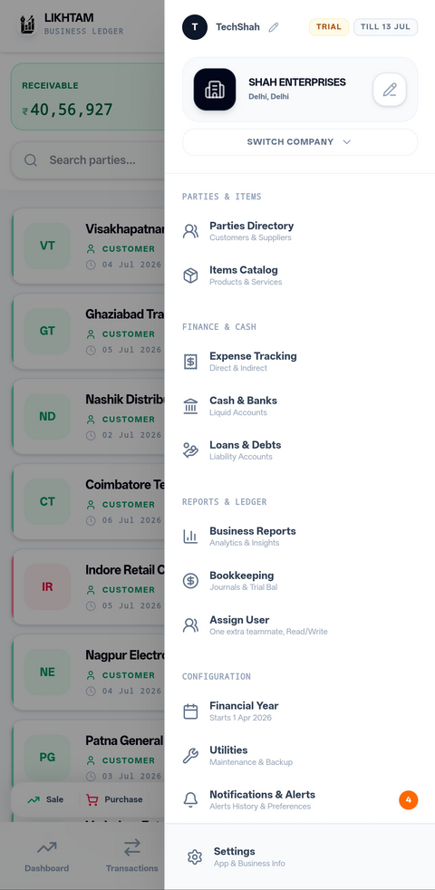 Likhtam Multiple companies, one login screen